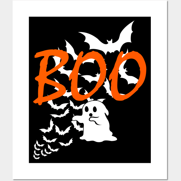 Boo Ghost Halloween Spooky Bats and Ghosts Wall Art by ChrisWilson